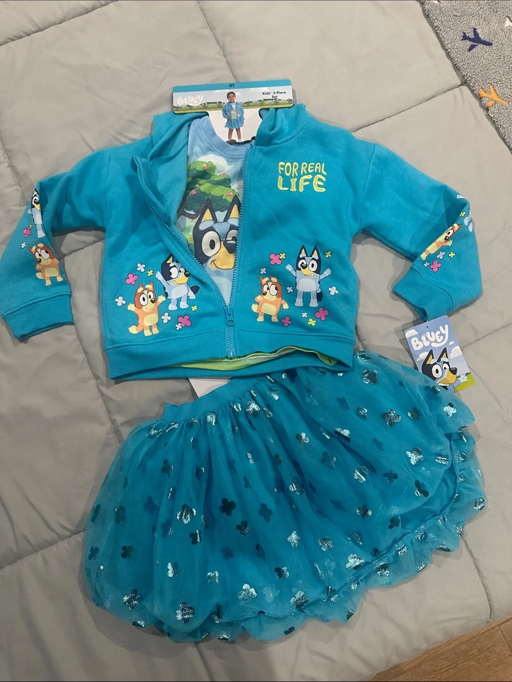 Bluey Teal Girls' Matching Jacket & Tutu Set - Teal